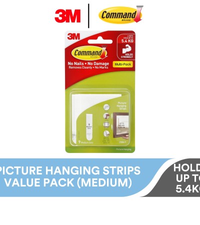 3M Command白色中号挂画条超值包装,17204VP,9/包,最多可容纳5.4公斤,18x24英寸框架,框架,装饰,艺术品 3M Command白色中号挂画条超值包装,17204VP,9/包,最多可容纳5.4公斤,18x24英寸框架,框架,装饰,艺术品