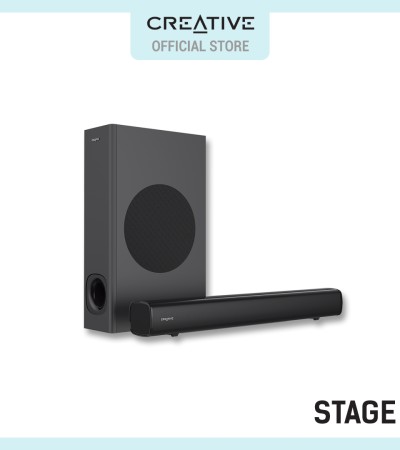 Creative Stage-2.1声道监听音箱,带低音炮,适用于电视、电脑和超宽显示器,蓝牙/光学输入/TV ARC/AUX输入,遥控器和壁挂套件 Creative Stage-2.1声道监听音箱,带低音炮,适用于电视、电脑和超宽显示器,蓝牙/光学输入/TV ARC/AUX输入,遥控器和壁挂套件